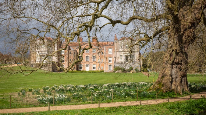 A view of the house in spring at Mottisfont, Hampshire